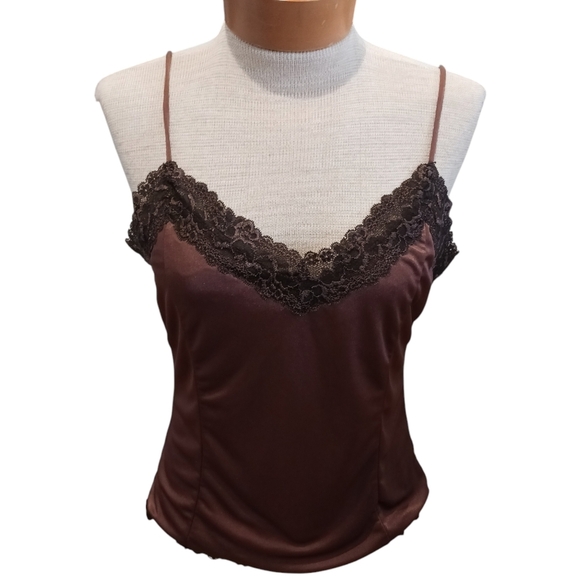 Vintage The Limited Womens Cami Tank Espresso Brown Lace Strappy Y2K 90s Size L - Picture 1 of 6